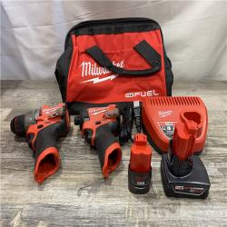 AS-IS Milwaukee FUEL 12-Volt Lithium-Ion Brushless Cordless Hammer Drill and Impact Driver Combo Kit