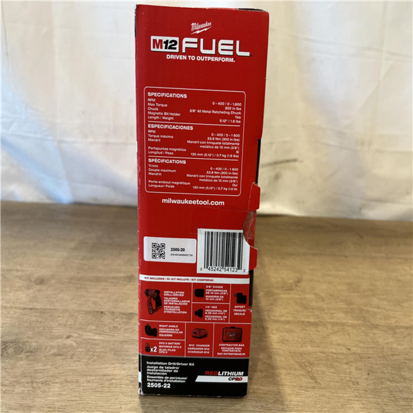 NEW! Milwaukee  FUEL 12V Lithium-Ion Brushless Cordless 4-in-1 Installation 3/8 in. Drill Driver Kit