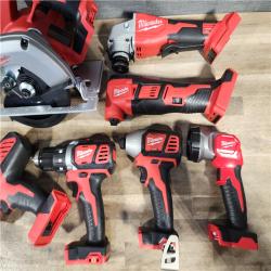 HOUSTON LOCATION - AS-IS MILWAUKEE 7 TOOL COMBO KIT W/ (2) BATTERY & CHARGER