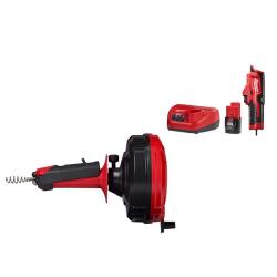 AS-SI- TRAP SNAKE 25 Ft. Drum Auger with M12 Trap Snake 12-Volt Lithium-Ion Cordless Auger Drain Power Source Driver (2-Tool)