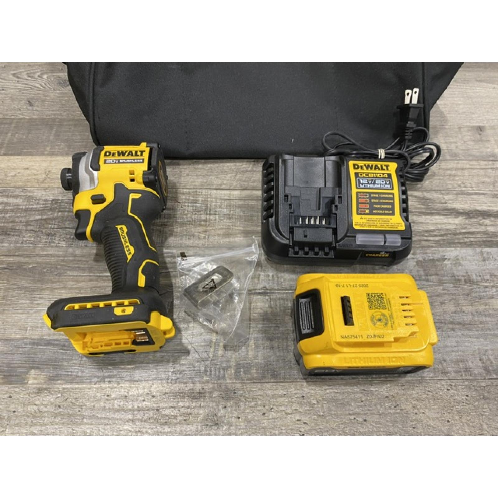 AS-IS DEWALT ATOMIC 20V MAX Lithium-Ion Cordless 1/4 in. Brushless Impact Driver Kit
