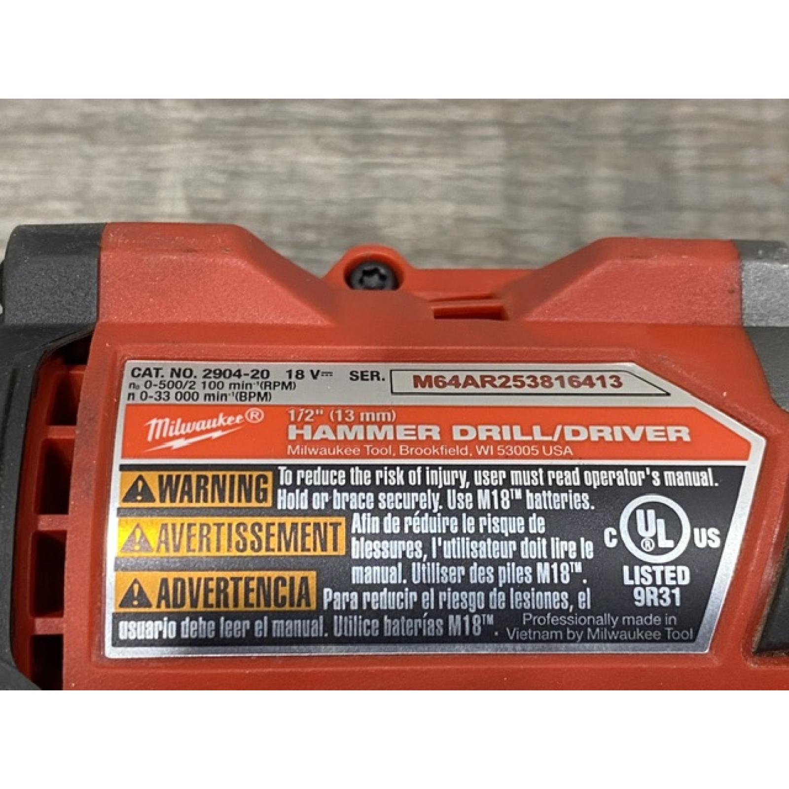 AS-IS Milwaukee FUEL 18V Lithium-Ion Brushless Cordless 1/2 in. Hammer Drill Driver Kit