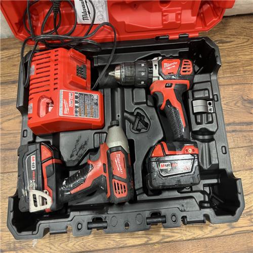 AS-IS MILWAUKEE M18 FUEL 18V Lithium-Ion Brushless Cordless Hammer Drill and Impact Driver Combo Kit (2-Tool) with 2 Batteries