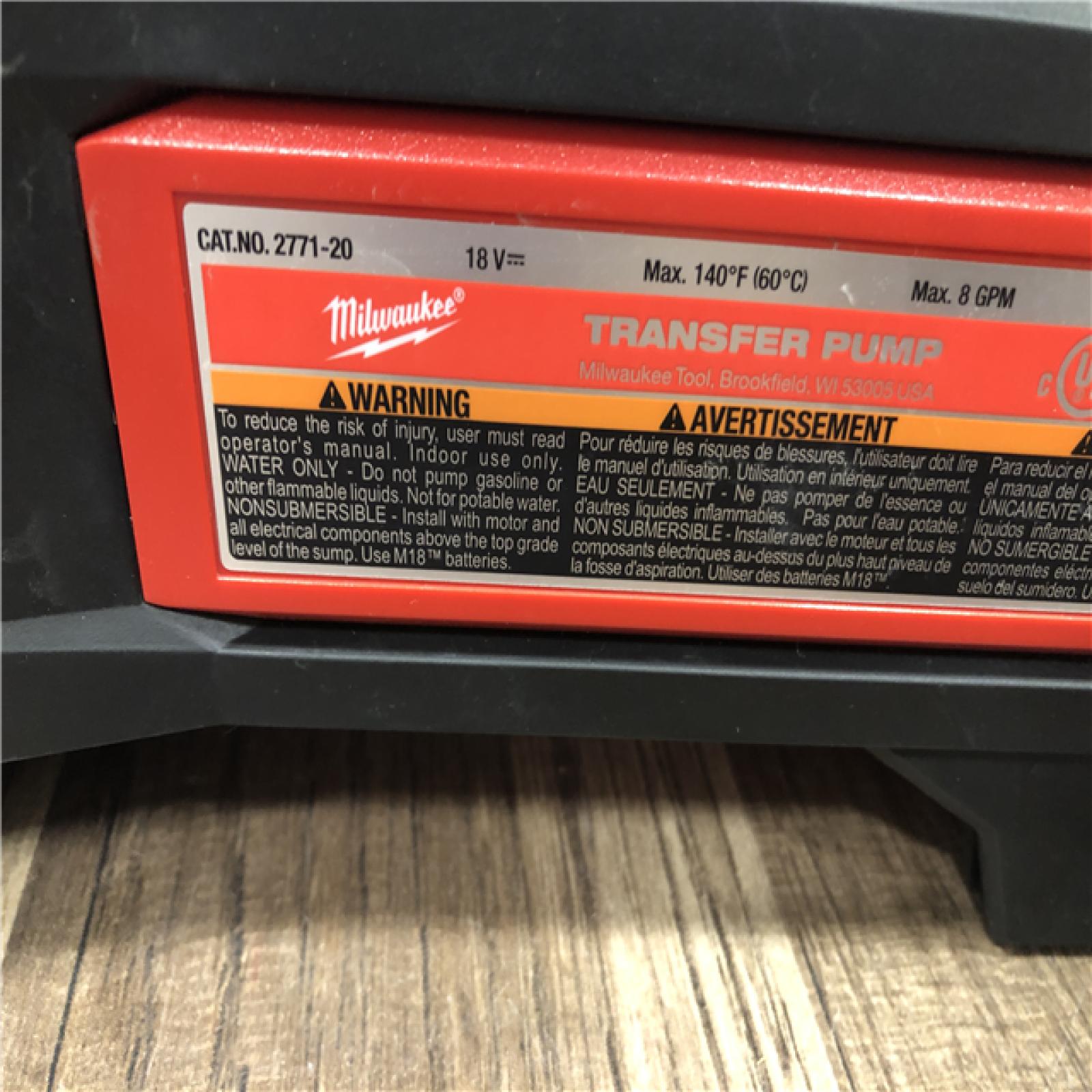 AS-IS Milwaukee 18-Volt 1/4 HP Lithium-Ion Cordless Transfer Pump (Tool Only)