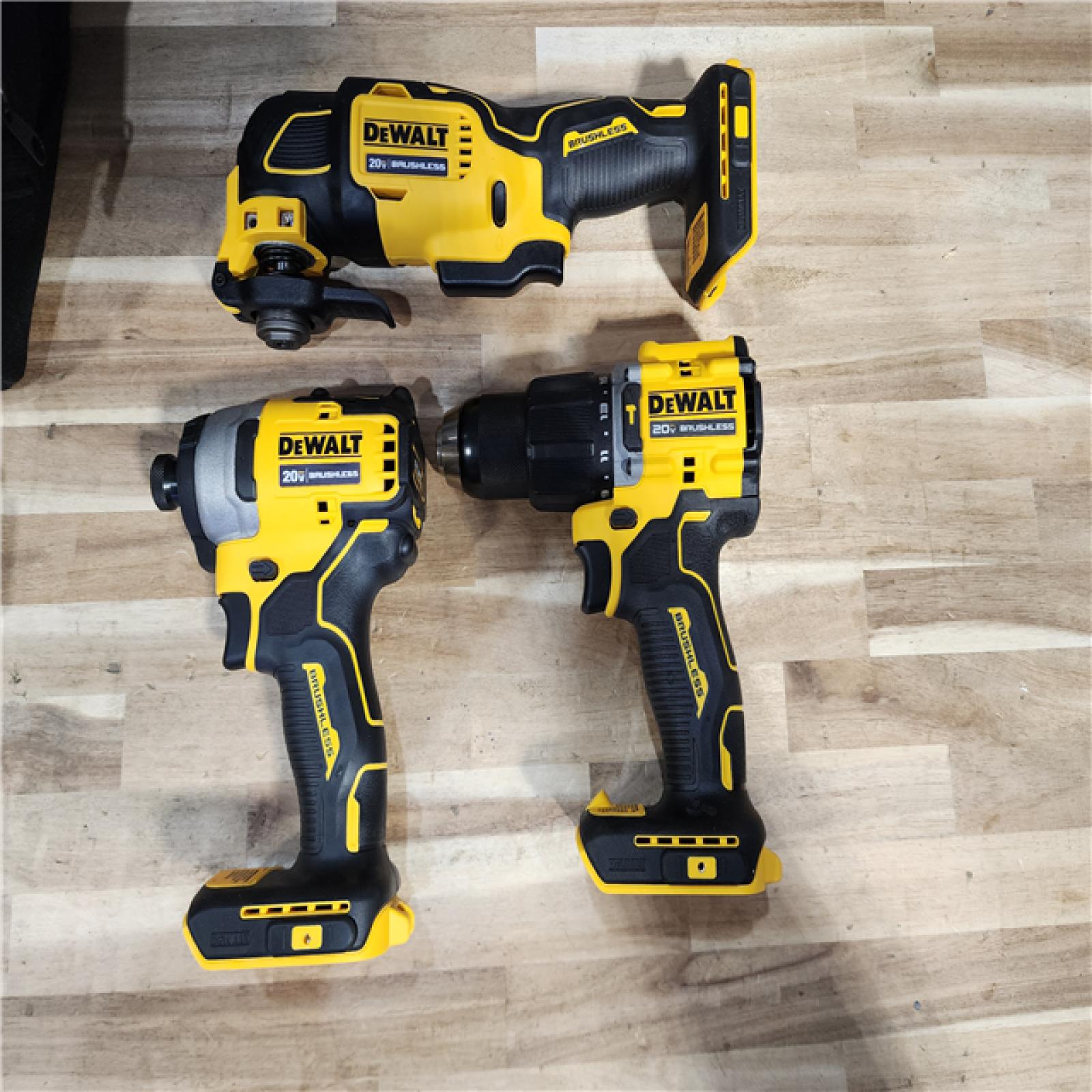 HOUSTON LOCATION - AS-IS DEWALT ATOMIC 20-Volt Lithium-Ion Cordless Brushless (3-Tool) Combo Kit