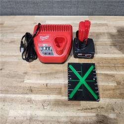 HOUSTON LOCATION - AS-IS (APPEARS LIKE NEW) Milwaukee 12-Volt Lithium-Ion Cordless Green 125 ft. Cross Line and Plumb Points Laser Level Kit