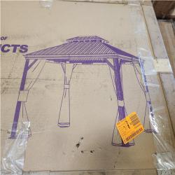 Phoenix NEW PURPLE LEAF 12ft.x 14 ft.Wood Grain Luxury Aluminum Frame Patio Outdoor Hardtop Gazebo for Backyard,Hooks,Upgraded Netting 24-Lights