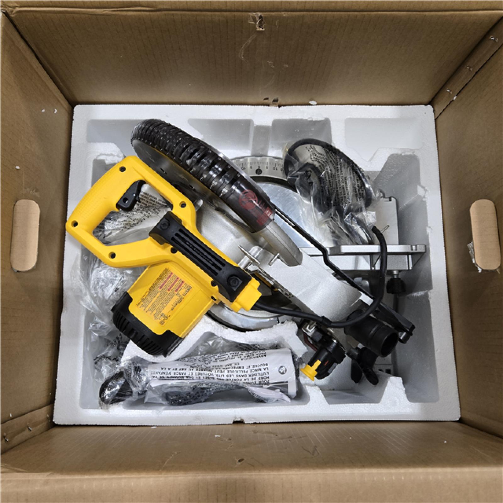AS-IS DEWALT 15 Amp Corded 10 in. Compound Single Bevel Miter Saw