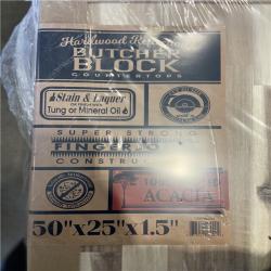 NEW! - HARDWOOD REFLECTIONS 4 ft. L x 25 in. D Unfinished Acacia Solid Wood Butcher Block Countertop with Square Edge