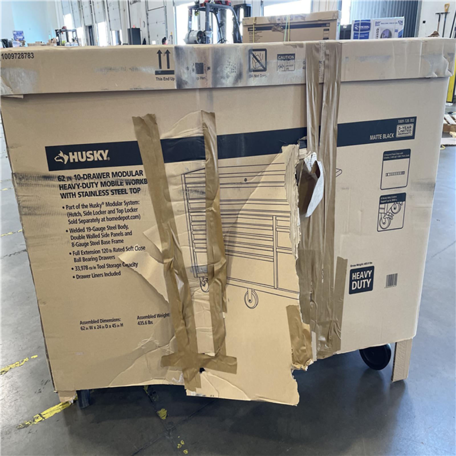 DALLAS LOCATION - AS-IS HUSKY 62IN 10DRAWER WORKBENCH MATTE BLACK