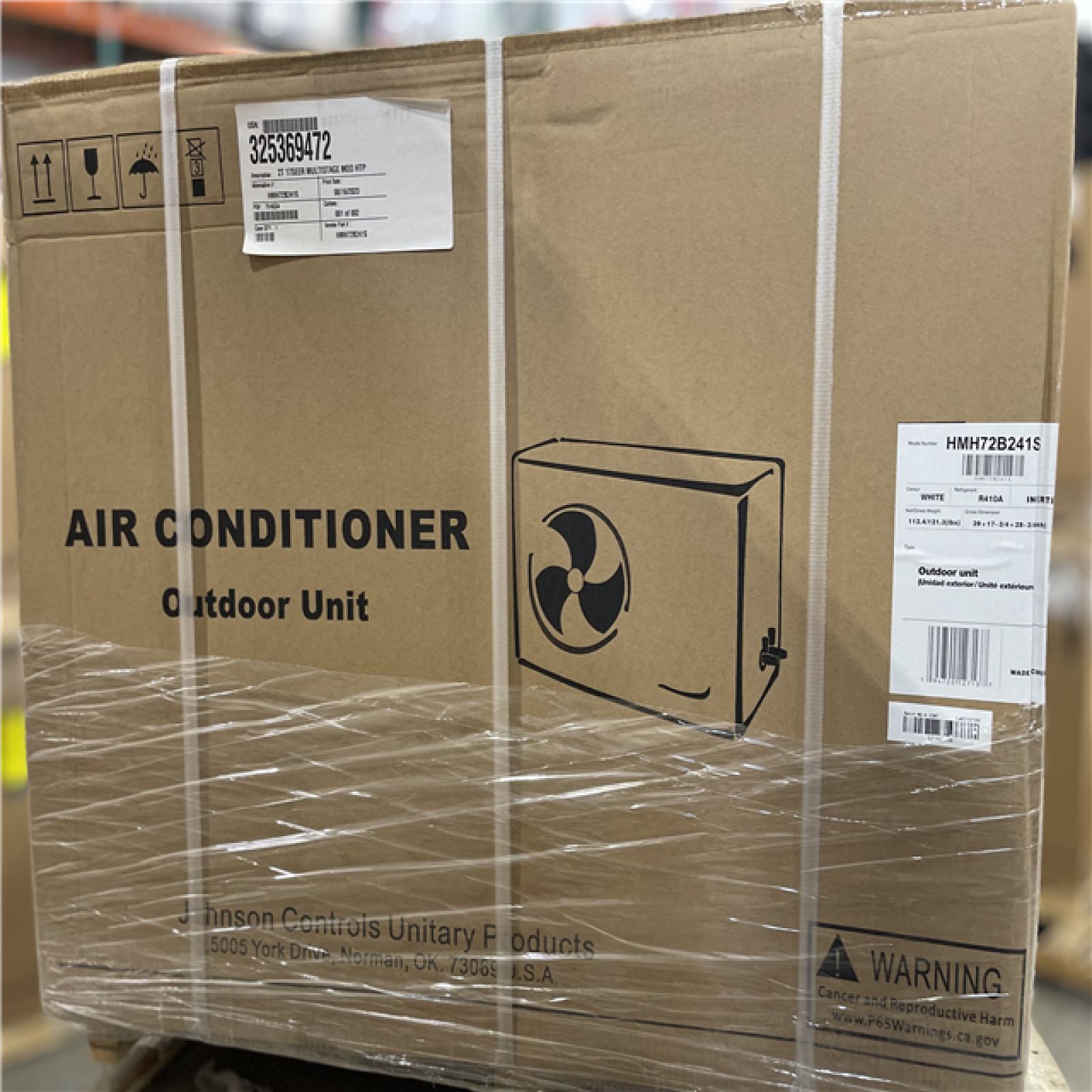 DALLAS LOCATION - Johnson Controls 2T 17SEER MULTISTAGE MOD HTP(OUTDOOR UNIT) PALLET-(3 UNITS)
