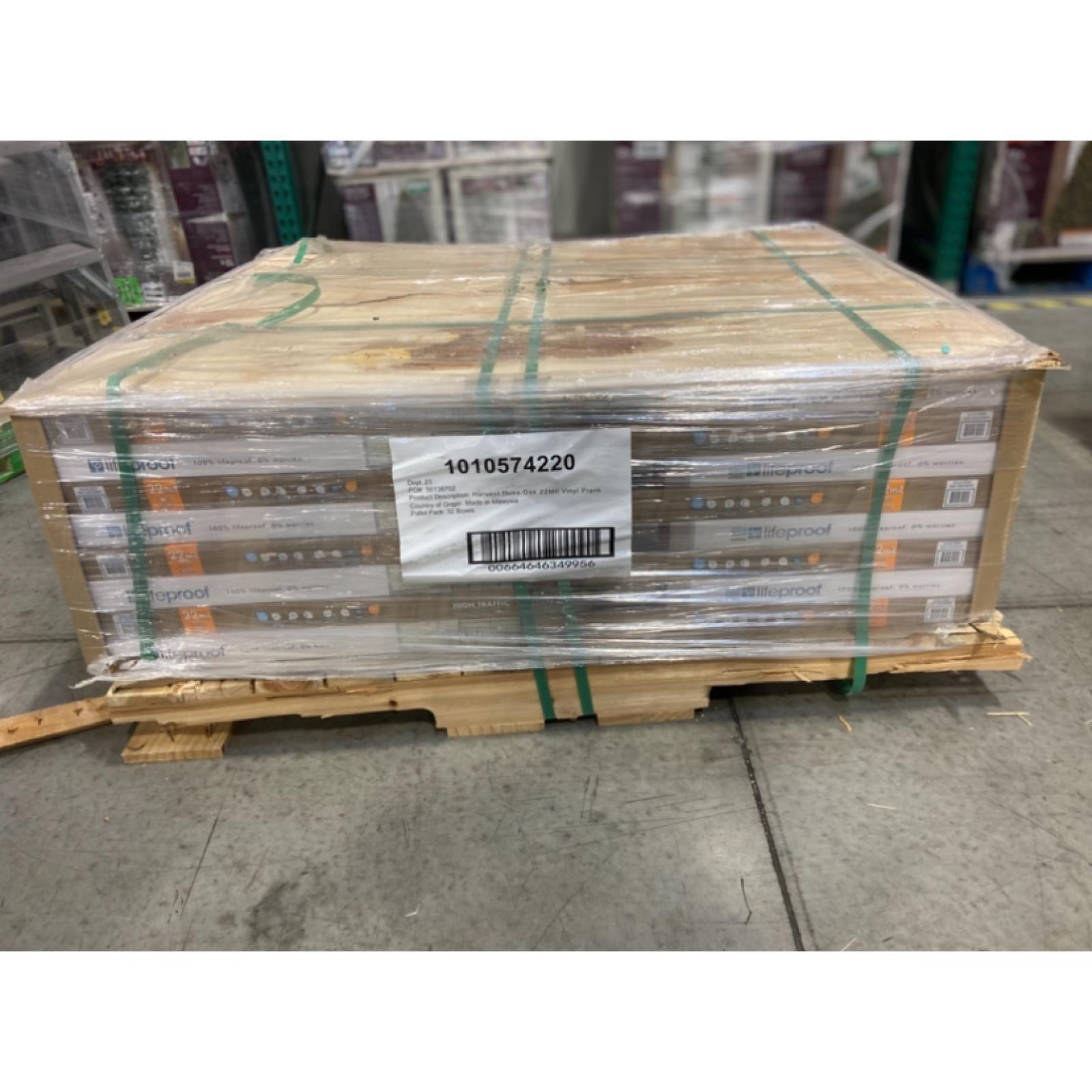 DALLAS LOCATION - Lifeproof Harvest Hues Oak 22 MIL x 9 in. W x 48 in. L Click Lock Waterproof Luxury Vinyl Plank Flooring (18 sq. ft. /case) - 32 UNITS