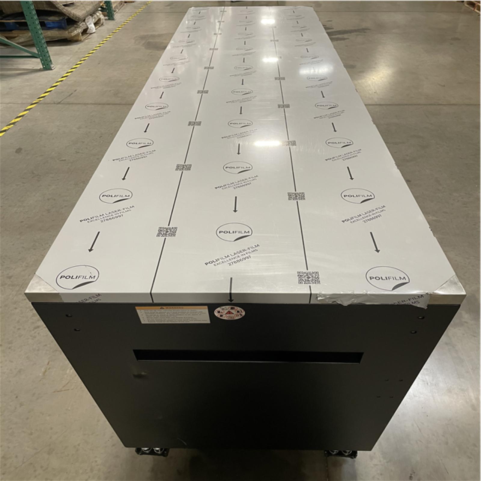 DALLAS LOCATION- AS-IS HUSKY Heavy Duty 96 in. W x 24 in. D Matte Black Mobile Workbench Cabinet w Stainless Steel Top