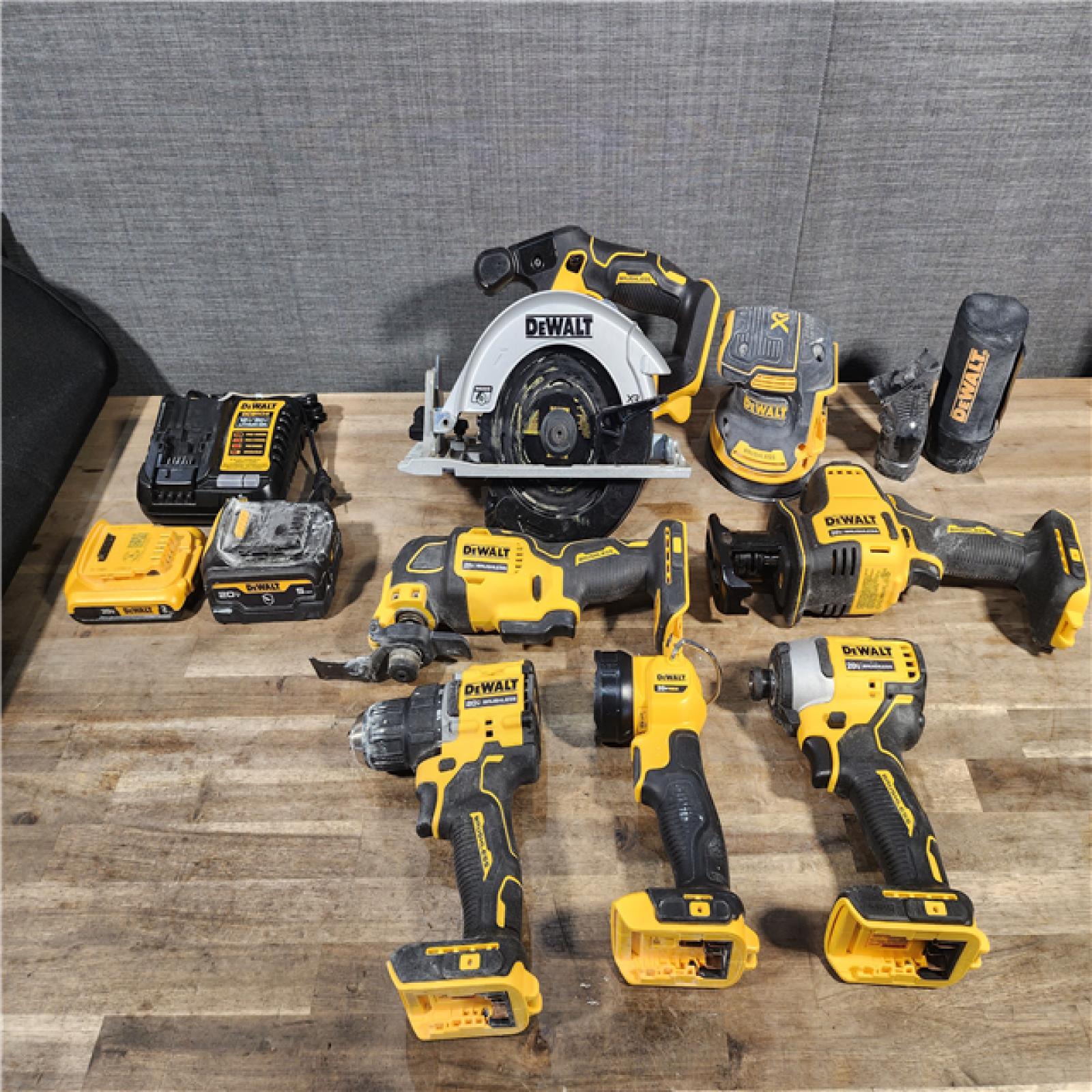 HOUSTON LOCATION - AS-IS DEWALT 20-Volt MAX Lithium-Ion Cordless 7-Tool Combo Kit with 2.0 Ah Battery, 5.0 Ah Battery and Charger
