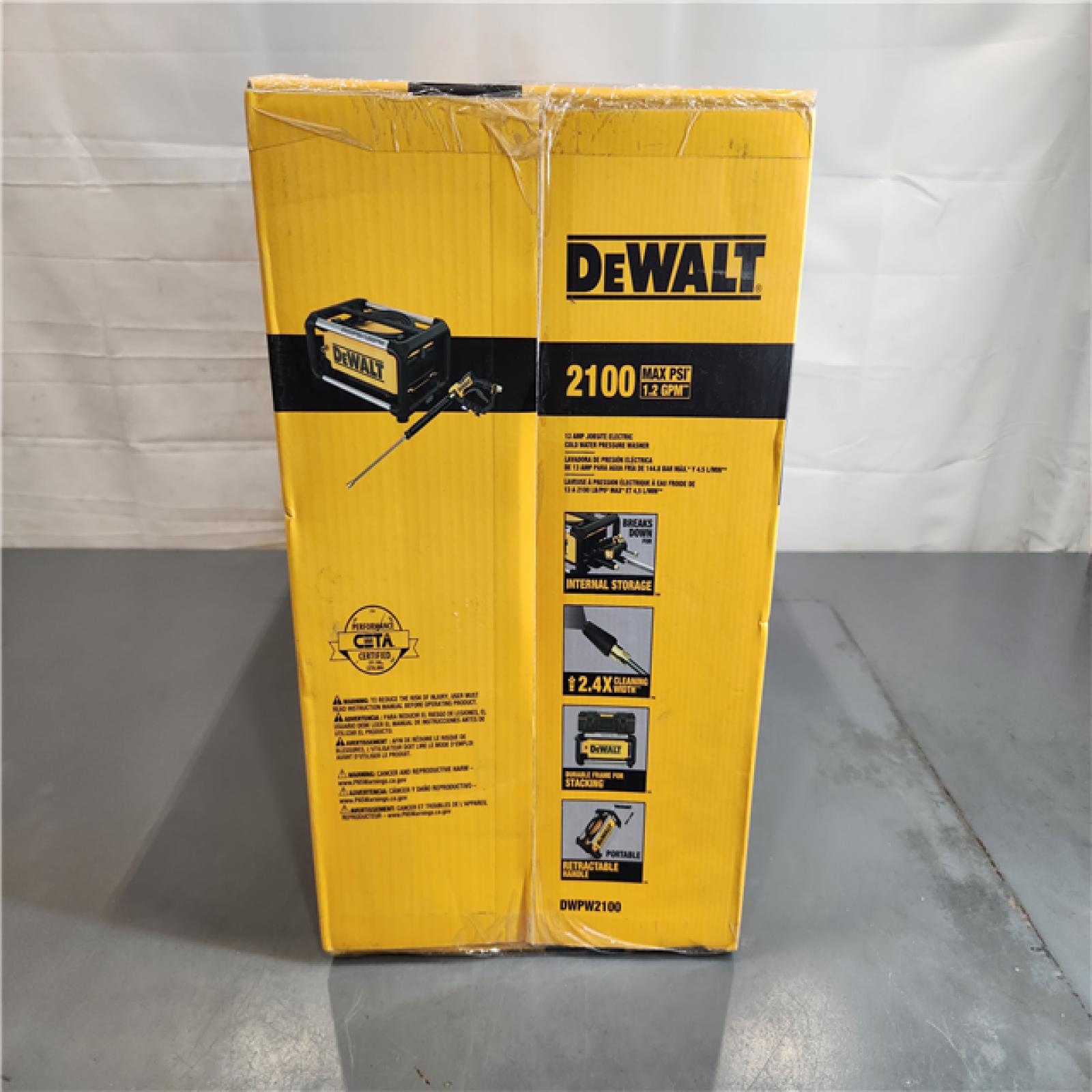 New DeWalt DWPW2100 OEM Branded 2100 PSI Electric 1.2 Gpm Pressure Washer