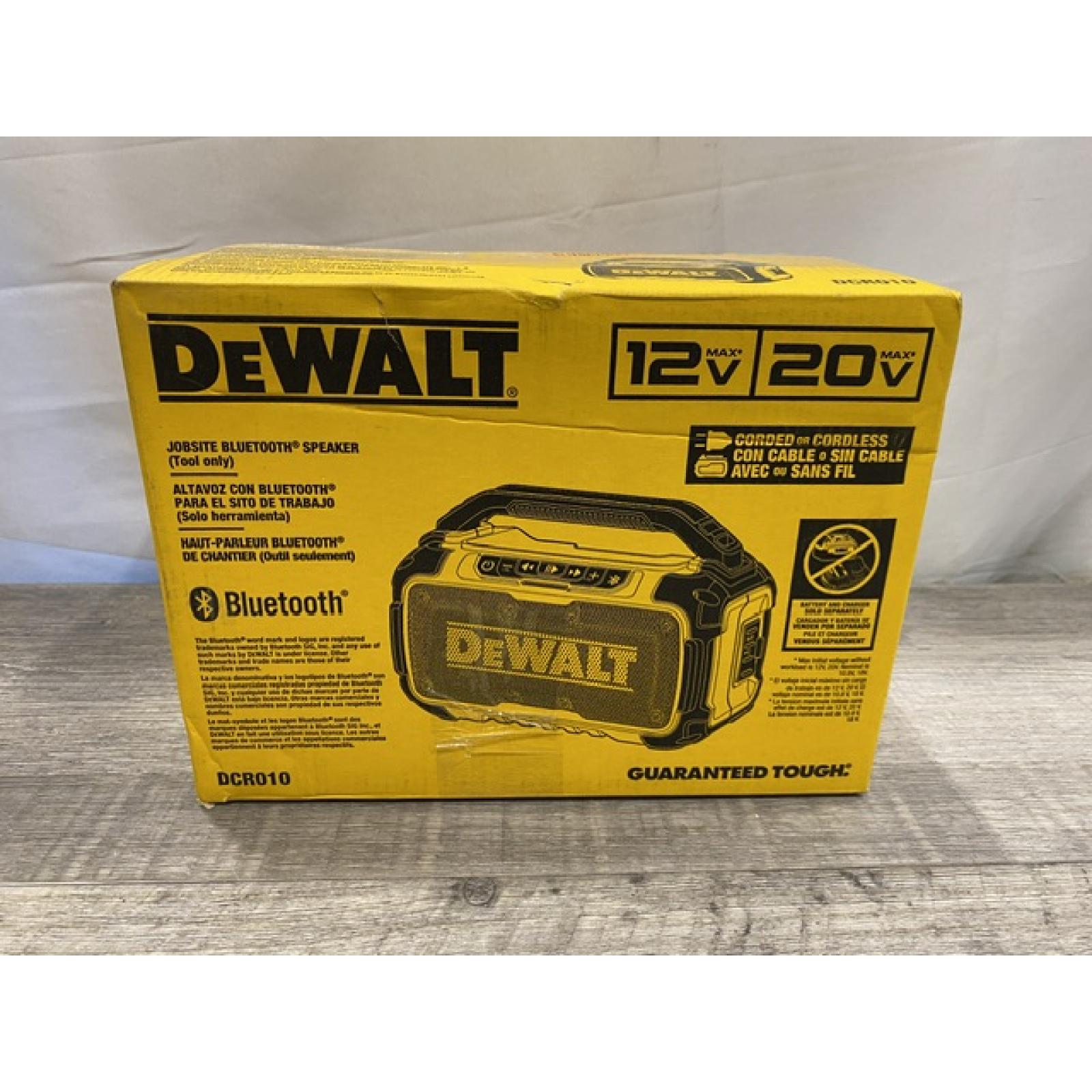 NEW - DEWALT 20V MAX Cordless Bluetooth Speaker (Tool Only)
