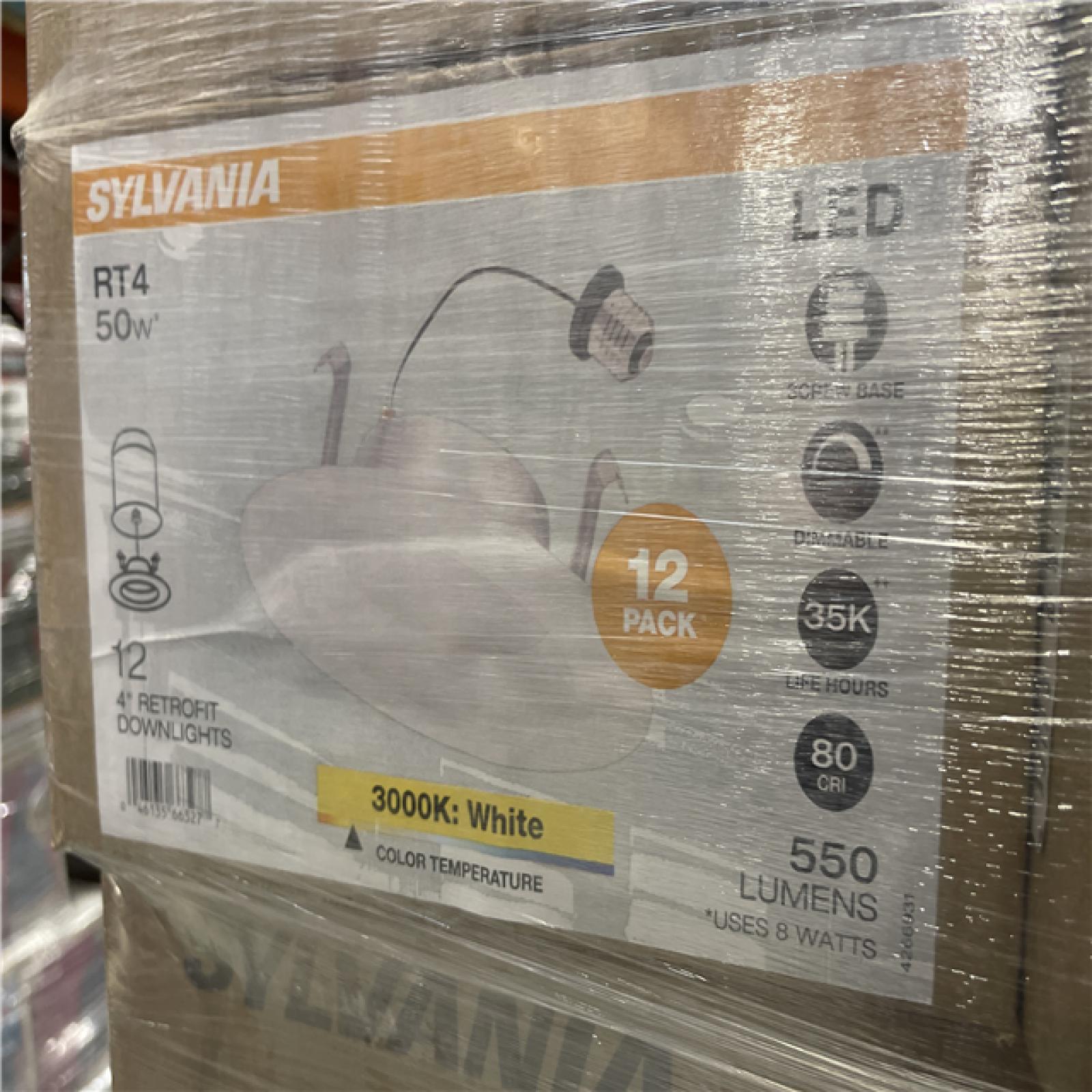 DALLAS LOCATION - NEW Integrated LED 4 in. Retro Fit 3000K 550 Lumen Dimmable Recessed Light White  Wet Rated (12-Pack) (120 UNITS)