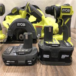 AS-IS RYOBI ONE+ 18V Cordless 4-Tool Combo Kit with 1.5 Ah Battery  4.0 Ah Battery  and Charger