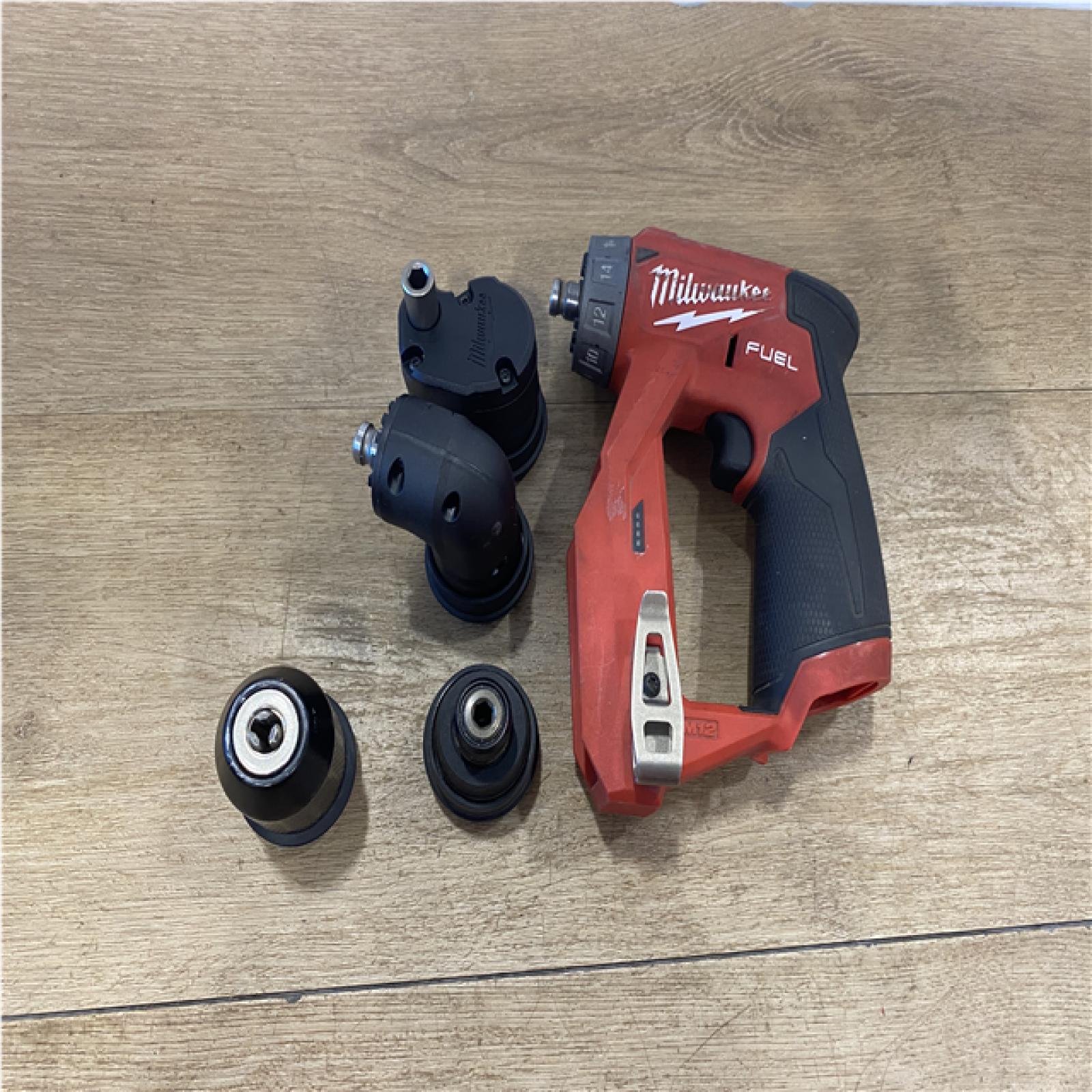 AS-IS Milwaukee FUEL 12V Lithium-Ion Brushless Cordless 4-in-1 Installation 3/8 in. Drill Driver with 4 Tool Head (Tool-Only)