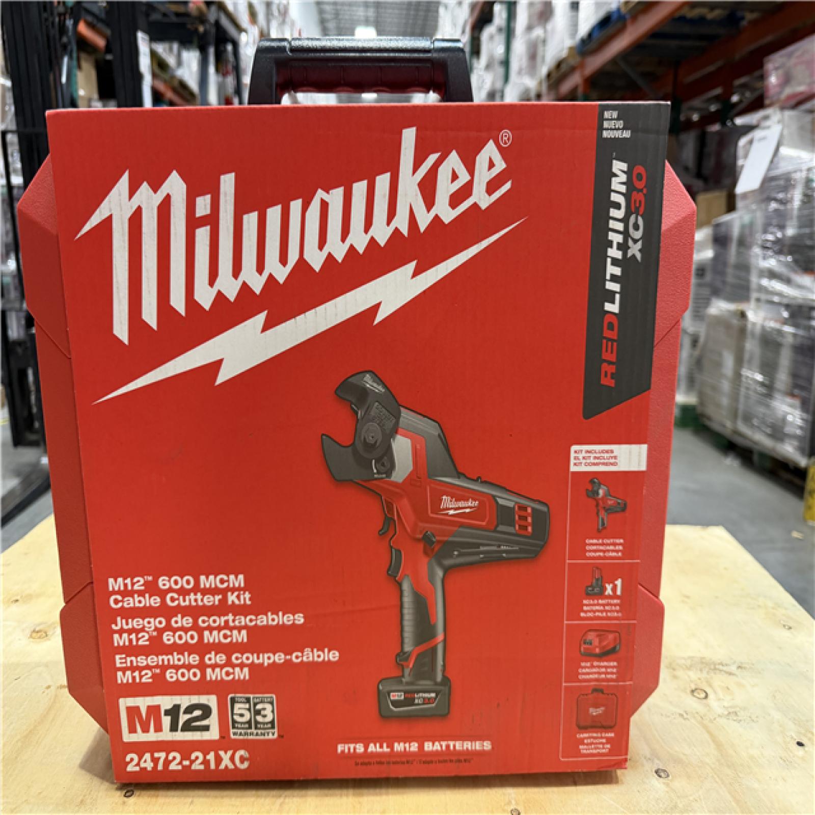 NEW! - Milwaukee M12 12V Lithium-Ion Cordless 600 MCM Cable Cutter Kit with One 3.0Ah Battery  Charger and Hard Case