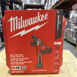 NEW! - Milwaukee M12 12V Lithium-Ion Cordless 600 MCM Cable Cutter Kit with One 3.0Ah Battery  Charger and Hard Case