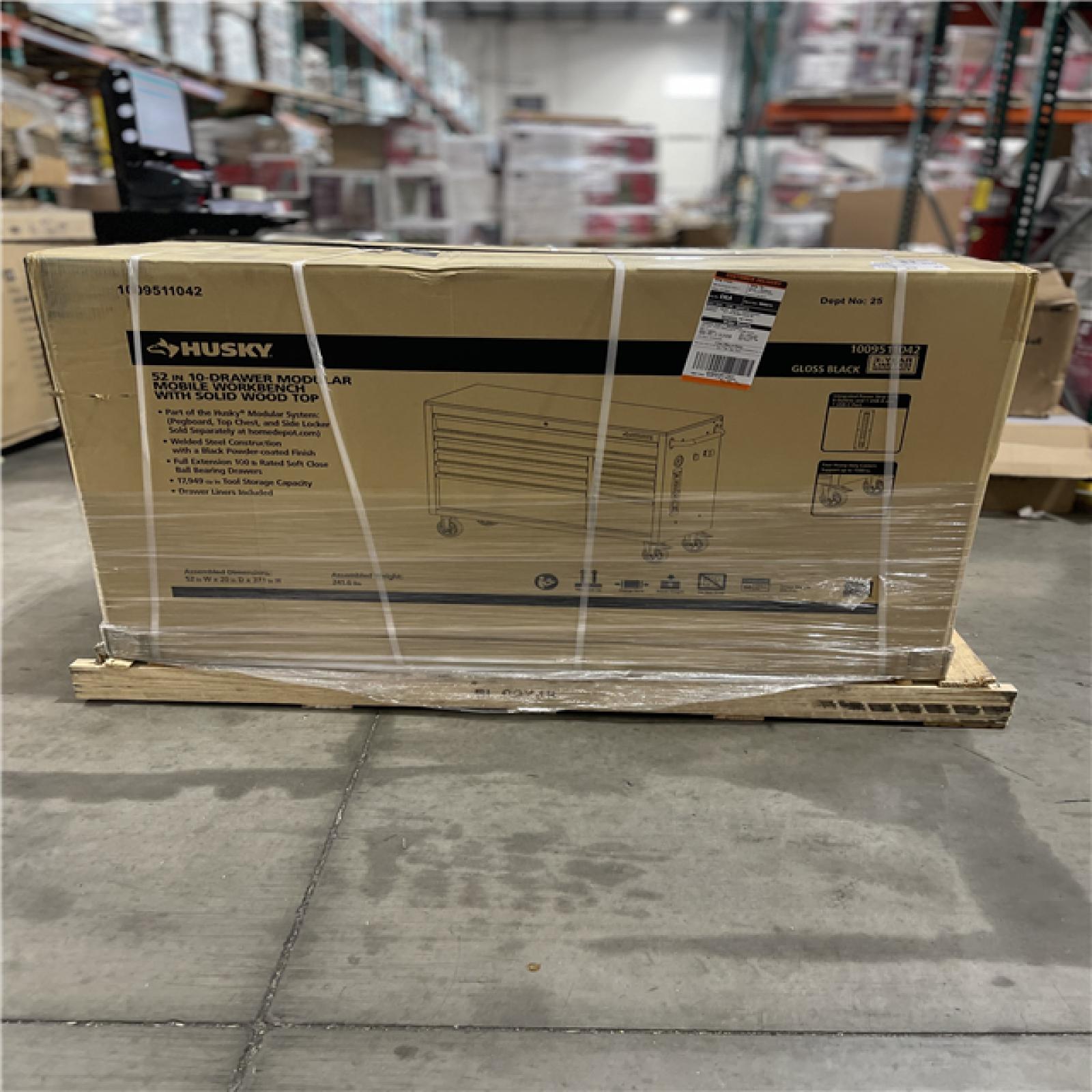 DALLAS LOCATION- Husky Modular Tool Storage 52 in. W x 20 in. D Standard Duty Black Mobile Workbench Cabinet (2 UNITS)