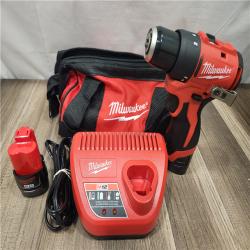 AS-IS- Milwaukee Tool M12 3/8 in. Brushless Cordless Drill/Driver Kit (Battery & Charger)