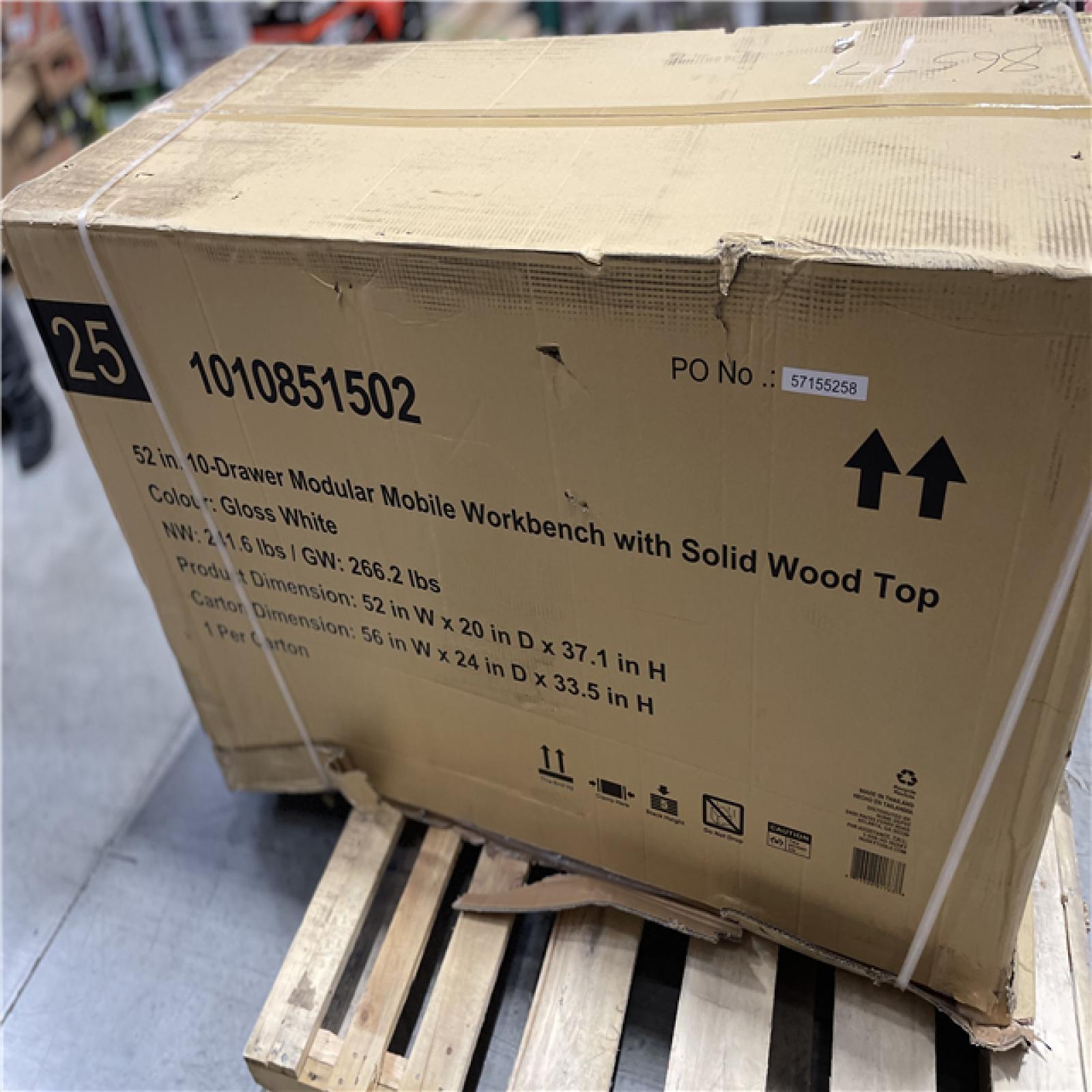 DALLAS LOCATION - Husky Modular Tool Storage 52 in. W White Mobile Workbench Cabinet