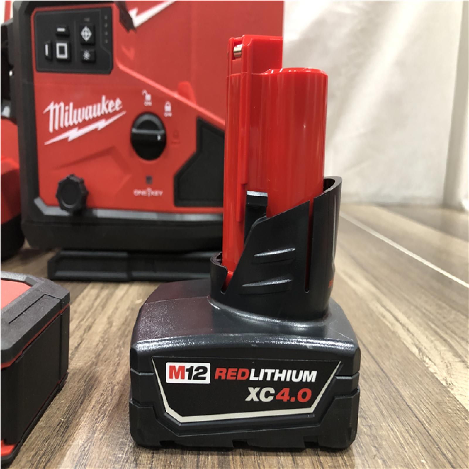 NEW - Milwaukee 12-Volt Lithium-ion Cordless 125 ft. Green 360° 3-Plane Laser Level with Automatic Alignment & Receiver