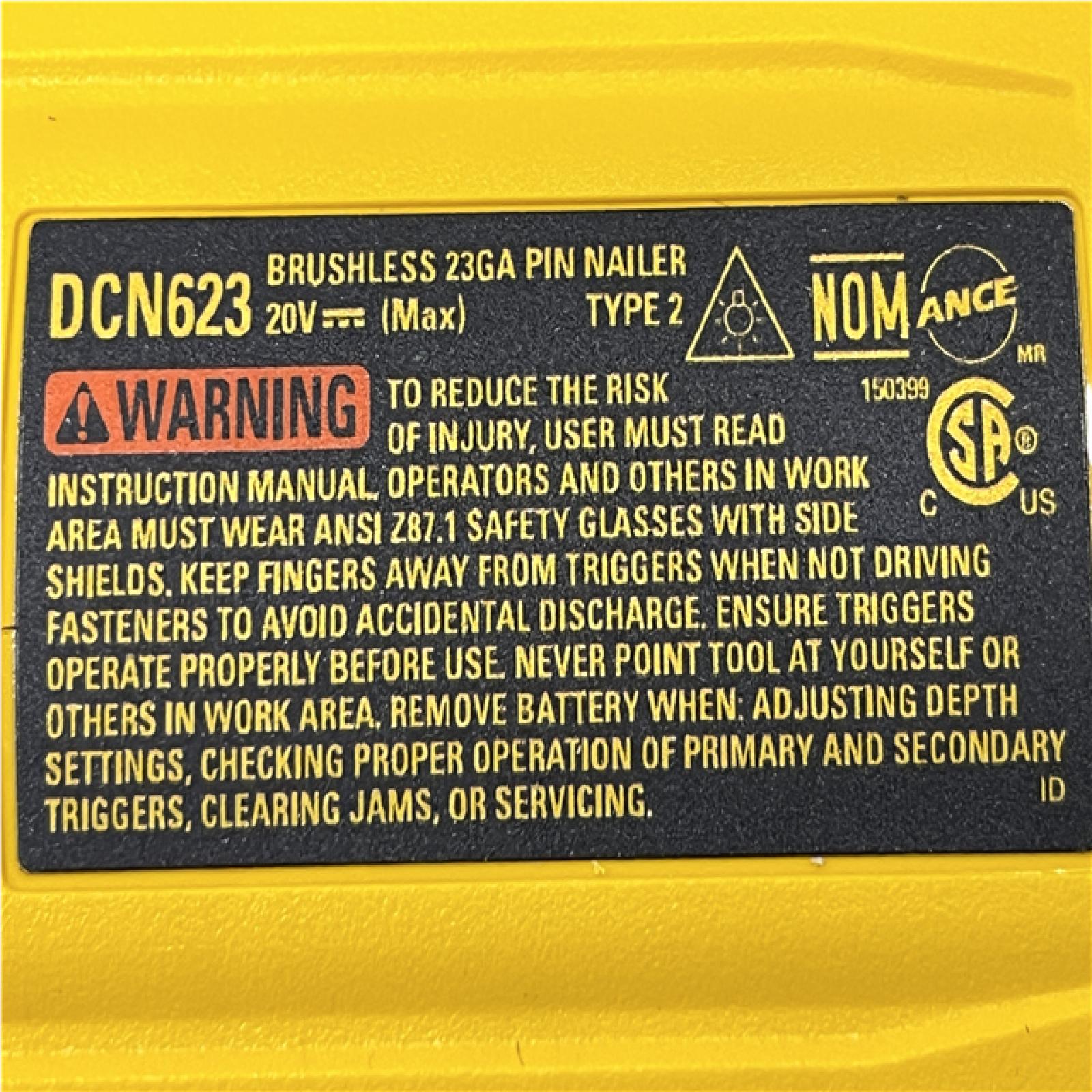 AS-IS DEWALT ATOMIC 20V MAX Lithium Ion Cordless 23 Gauge Pin Nailer Kit