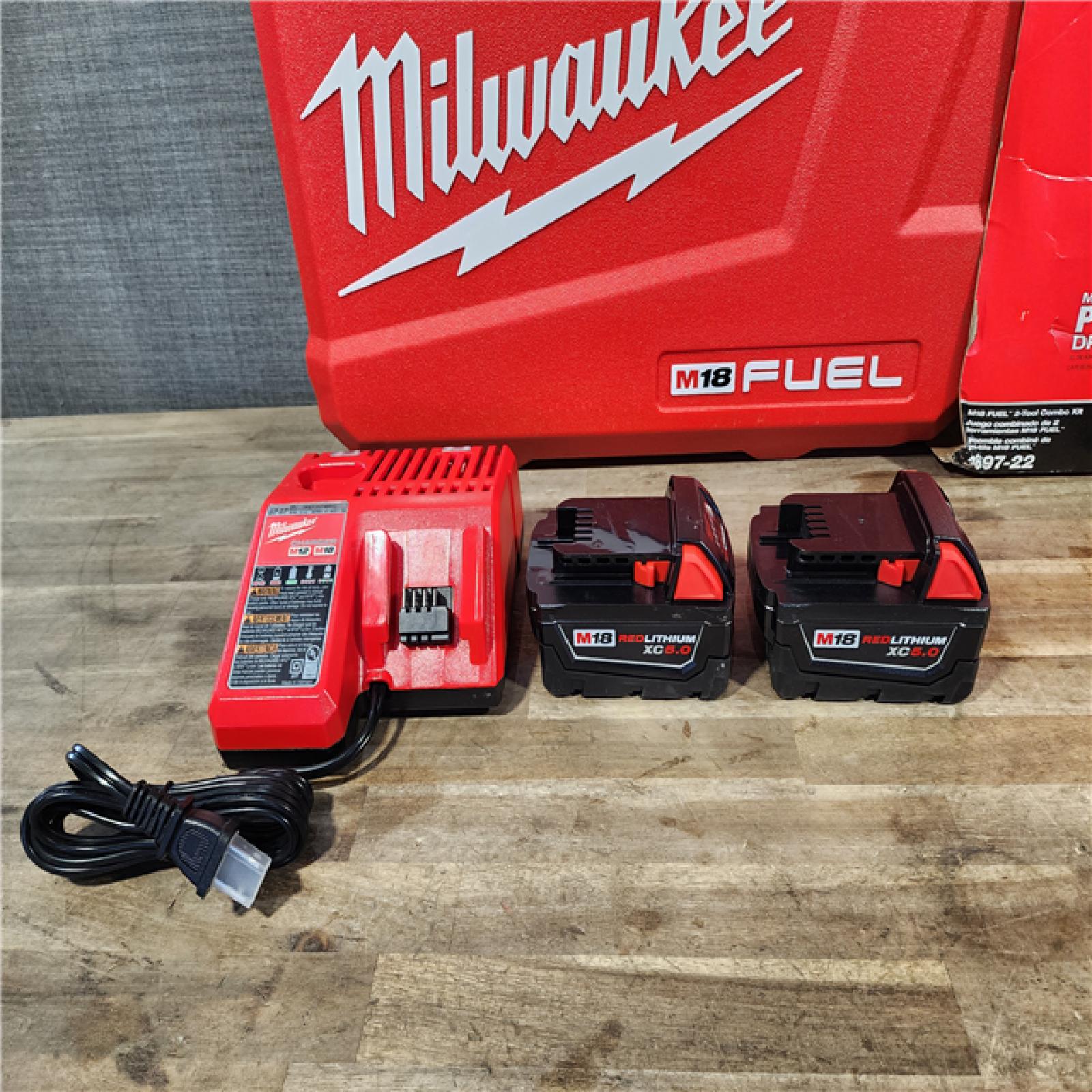HOUSTON LOCATION - AS-IS (APPEARS LIKE NEW) MILWAUKEE FUEL 18V Lithium-Ion Brushless Cordless Hammer Drill and Impact Driver Combo Kit