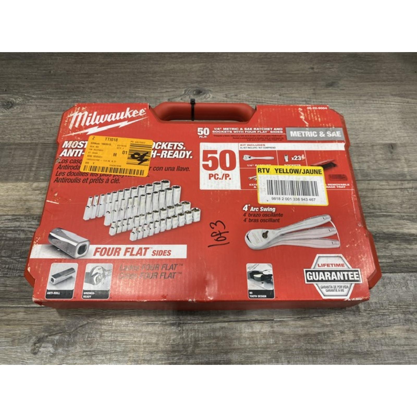 NEW - Milwaukee 1/4 in. Drive SAE/Metric Ratchet and Socket Mechanics Tool Set (50-Piece)