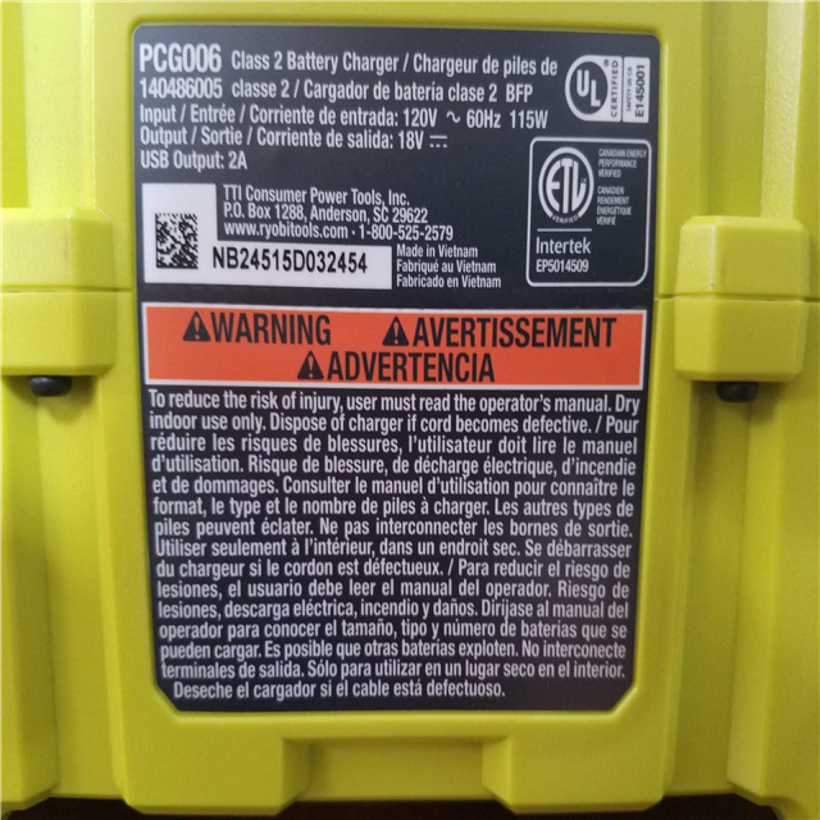 California NEW Ryobi One+ 18V 6-Port Fast Charger (Tool Only)