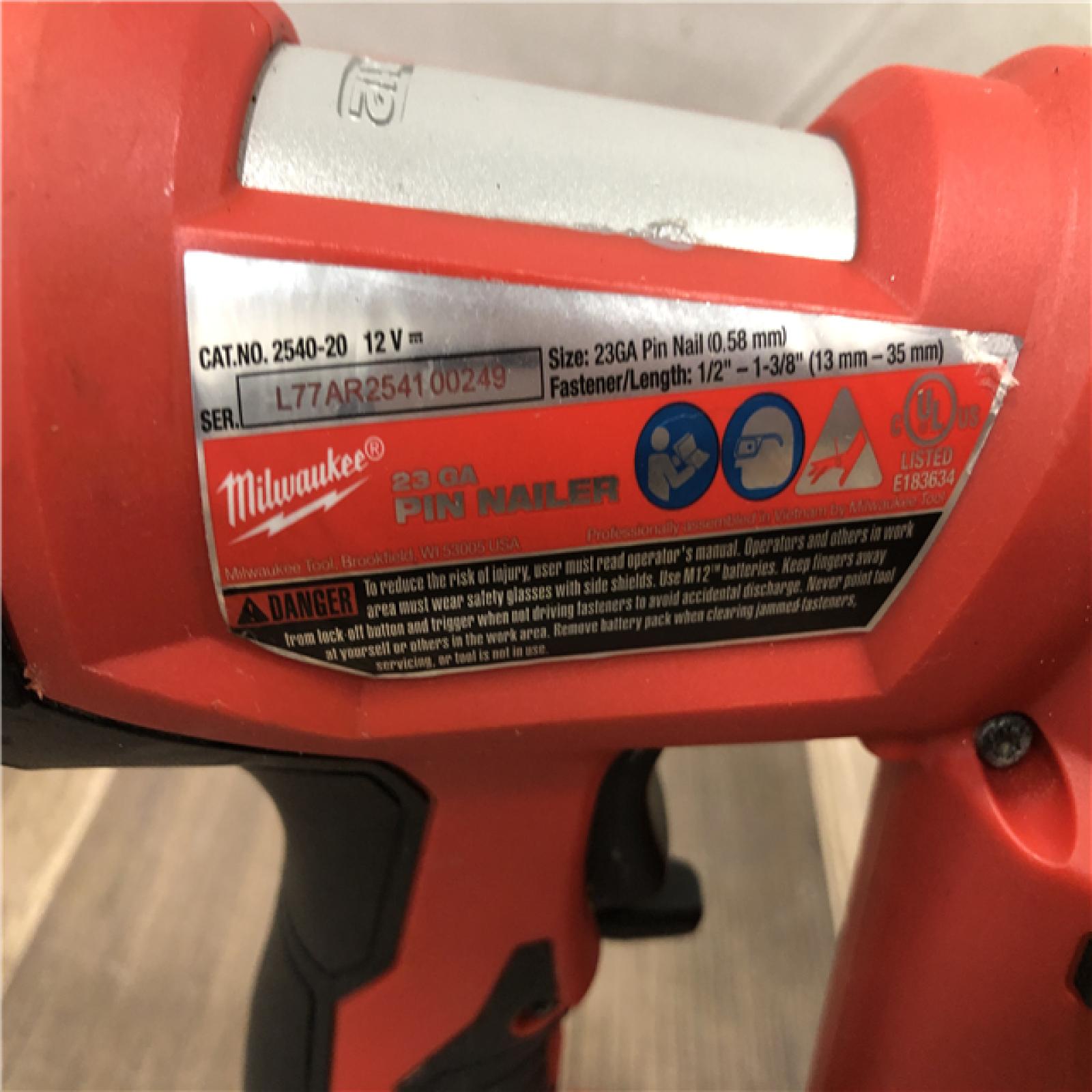 AS-IS Milwaukee 12-Volt 23-Gauge Lithium-Ion Cordless Pin Nailer (Tool-Only)