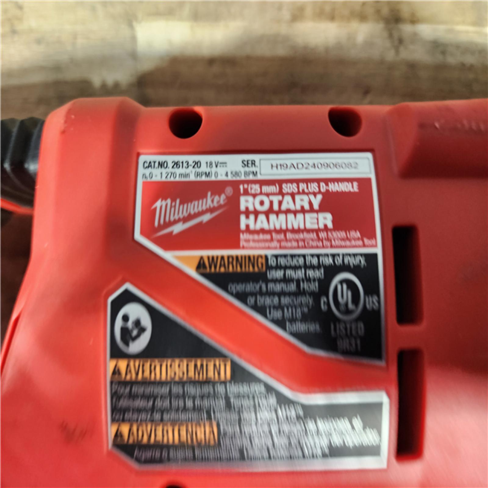 HOUSTON LOCATION - AS - IS Milwaukee 18V Lithium-Ion Brushless Cordless 1 in. SDS-Plus D-Handle Rotary Hammer (Tool-Only)