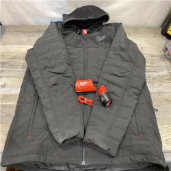AS-IS Milwaukee Men's 2 X-Large 12V Lithium-Ion Cordless Axis Black Heated Quilted Hooded Jacket Kit