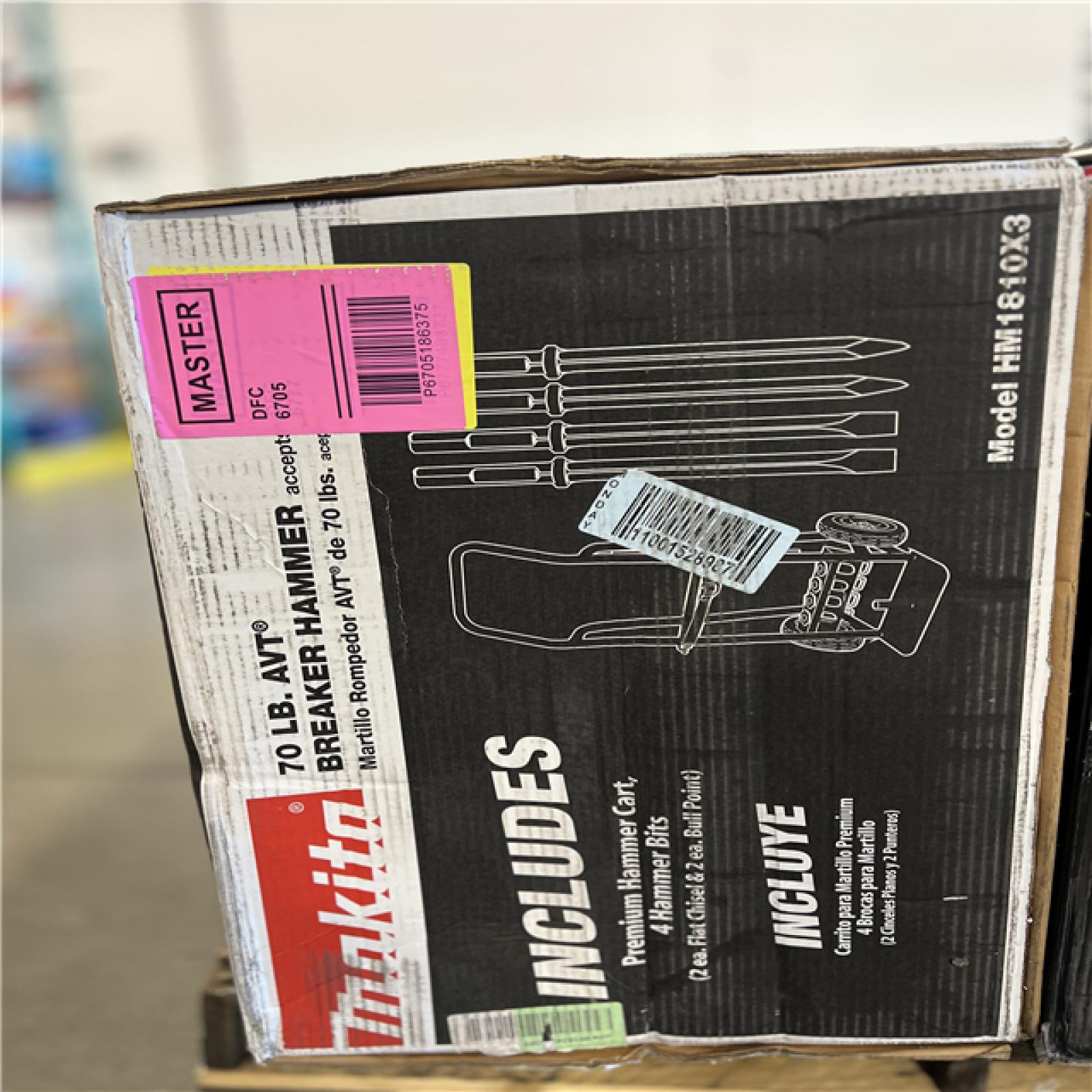DALLAS LOCATION - Makita 15 Amp 1-1/8 in. Hex Corded 70 lb. AVT Breaker Hammer with Anti-Vibration Technology  Cart and (4) Bits