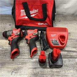 AS-IS Milwaukee FUEL 12-Volt Lithium-Ion Brushless Cordless Hammer Drill and Impact Driver Combo Kit