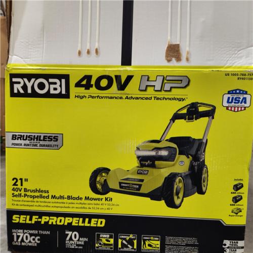 Dallas Location - As-Is RYOBI 40V HP Brushless 21 in.Self-Propelled Mower - (2) 6.0 Ah Batteries & Charger
