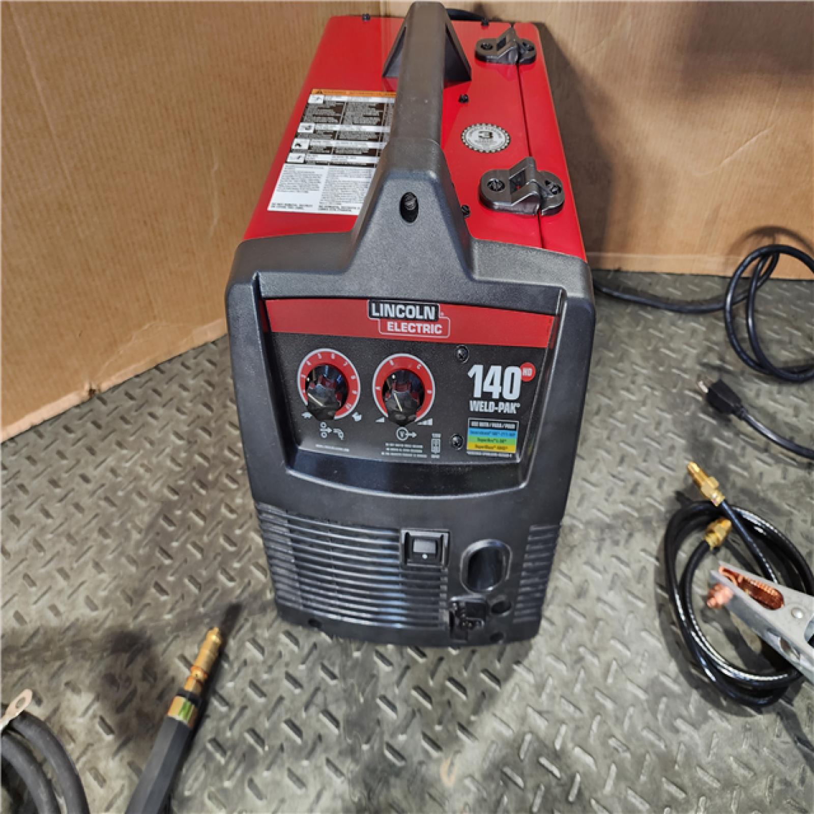 HOUSTON LOCATION - AS-IS Lincoln Electric Single Phase 140 Amp DC 115V Flux-Core & Stick MIG Welder - 90A/19V/20% Duty Cycle, 10.15 Long | Part #K2697-1