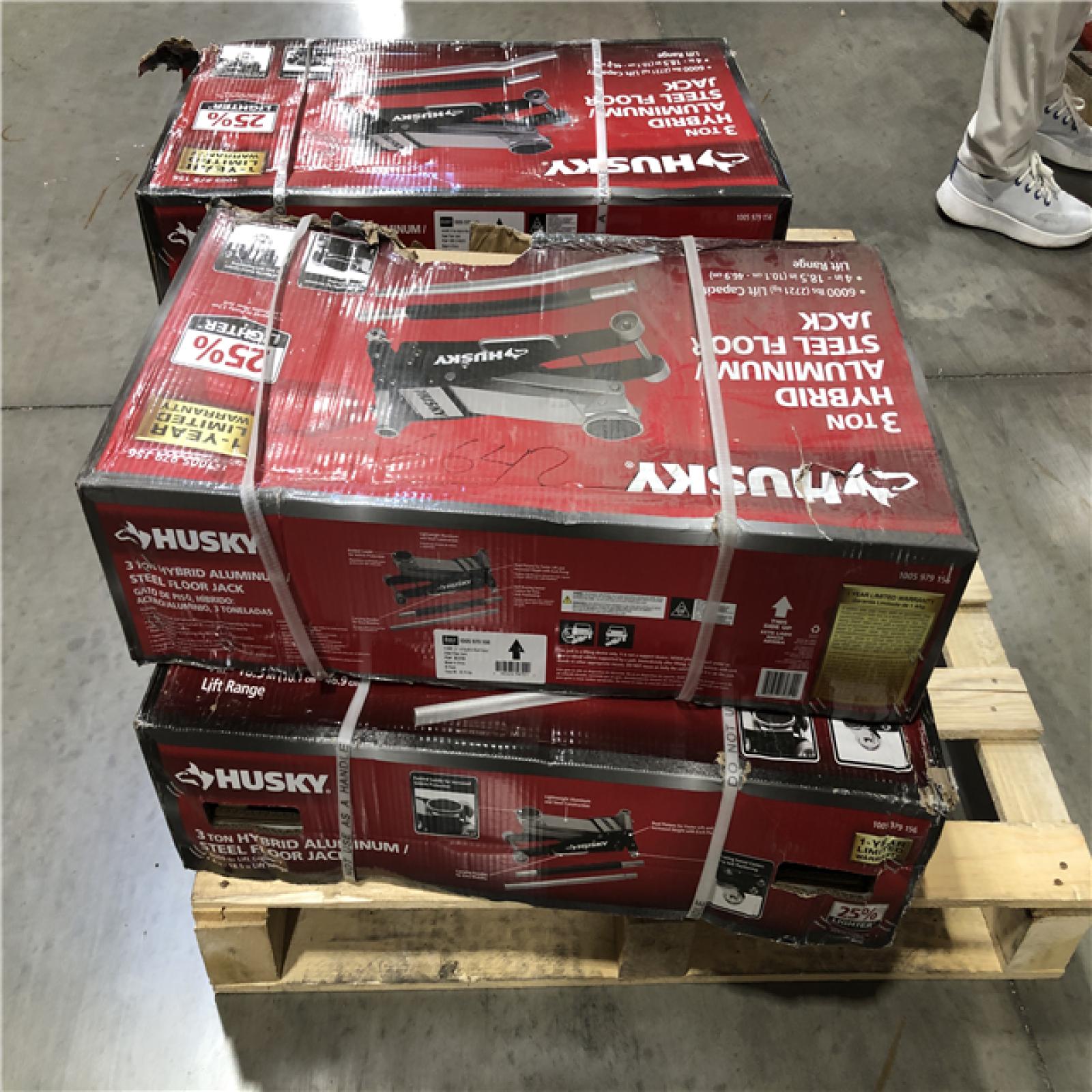 DALLAS LOCATION - Husky 3-Ton Aluminum/Steel Floor Jack PALLET -(5 UNITS)
