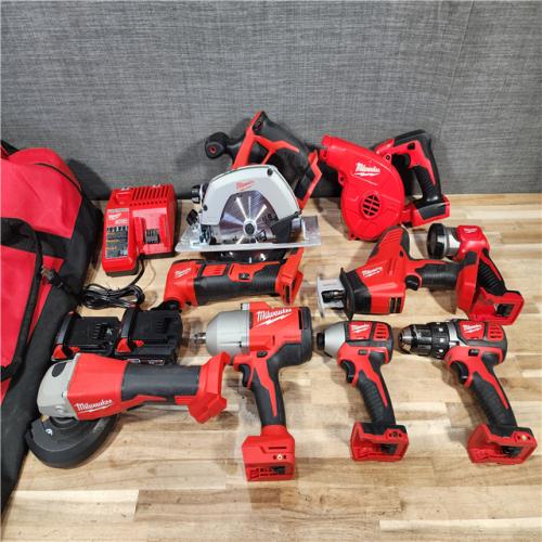 HOUSTON LOCATION - AS-IS MILWAUKEE 9 TOOL COMBO KIT W/ (2) BATTERY & CHARGER
