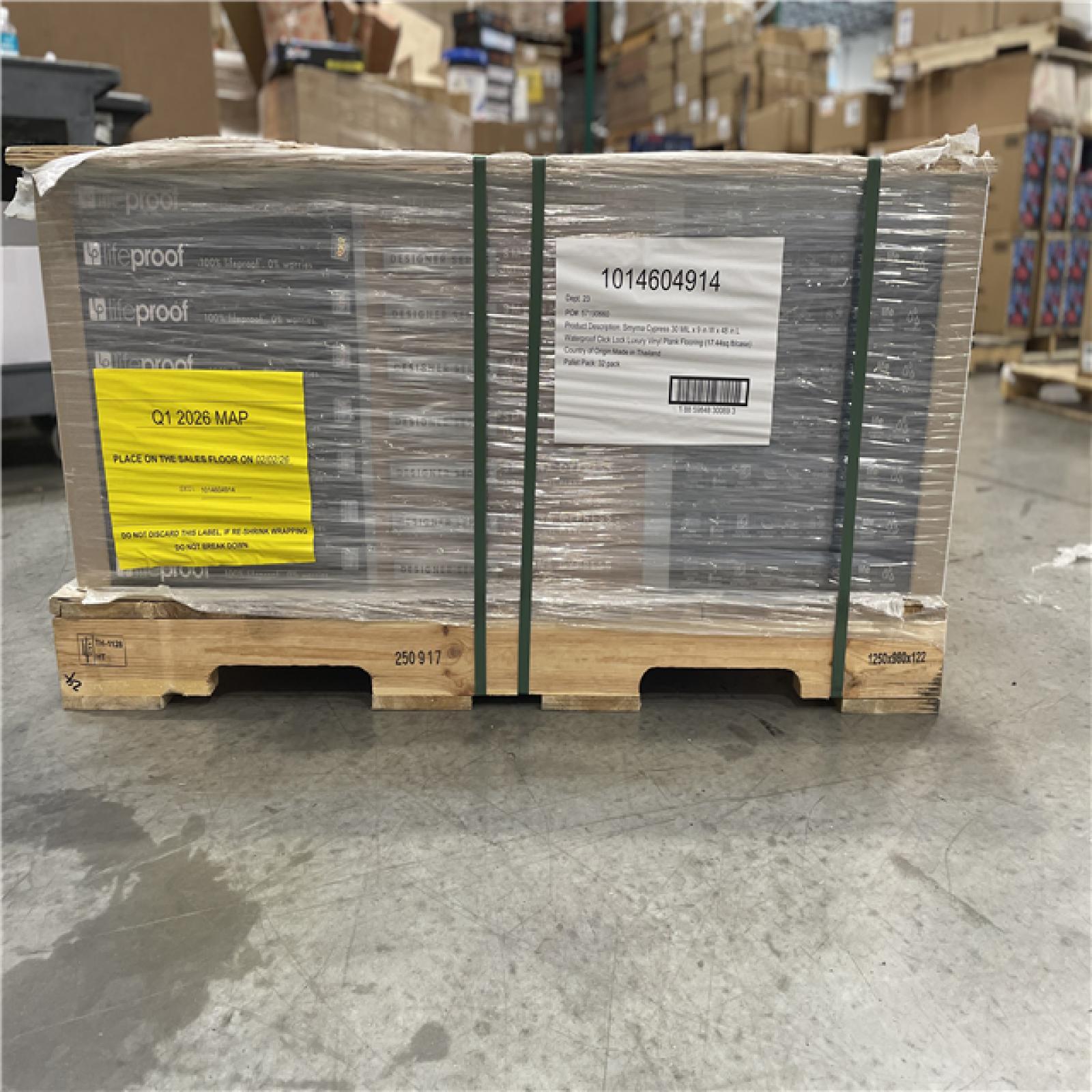 DALLAS LOCATION -  Lifeproof Designer Series Smyrna Cypress 30 MIL 9in.W x 48in. L Waterproof Click Lock Luxury Vinyl Plank Flooring(17.44sq.ft/case)PALLET-(32 CASES)