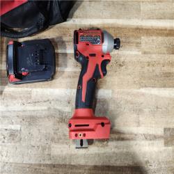 HOUSTON LOCATION - AS - IS Milwaukee  18V Lithium-Ion Brushless Cordless 1/4 in. Compact Impact Driver COMBO KIT