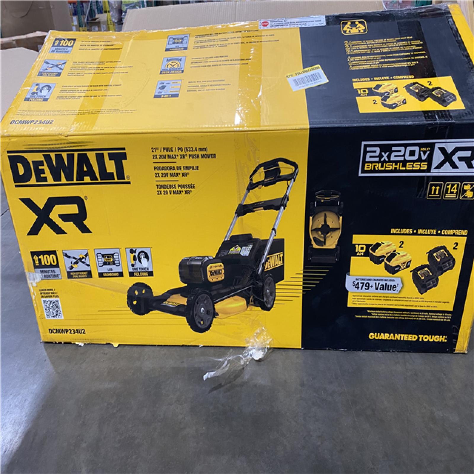 As-Is- DEWALT 2x20V MAX 21 in. Cordless Battery Powered Push Lawn Mower Kit with (2) 10 Ah Batteries and Chargers