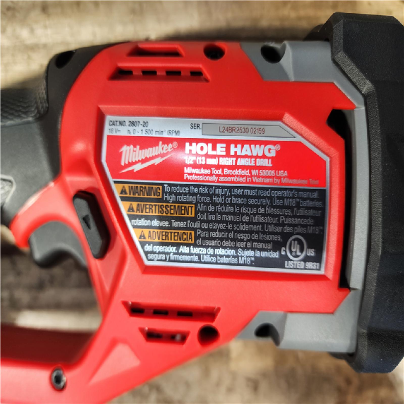 HOUSTON LOCATION - AS-IS Milwaukee FUEL GEN II 18V Lithium-Ion Brushless Cordless 1/2 in. Hole Hawg Right Angle Drill (Tool-Only)