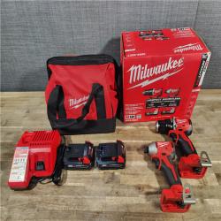 HOUSTON LOCATION - AS-IS M18 18V Lithium-Ion Brushless Cordless Compact Drill/Impact Combo Kit (2-Tool) W/(2) 2.0 Ah Batteries, Charger & Bag
