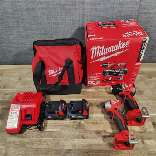HOUSTON LOCATION - AS-IS M18 18V Lithium-Ion Brushless Cordless Compact Drill/Impact Combo Kit (2-Tool) W/(2) 2.0 Ah Batteries, Charger & Bag