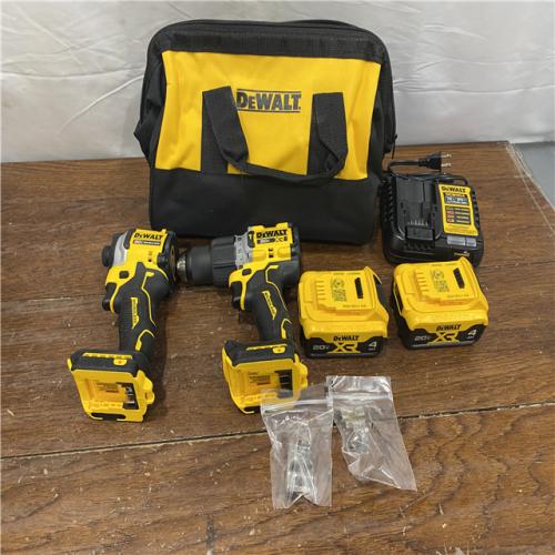 AS-IS DEWALT 20V MAX XR Hammer Drill and ATOMIC Impact Driver 2 Tool Cordless Combo Kit with (2) 4.0Ah Batteries, Charger, and Bag