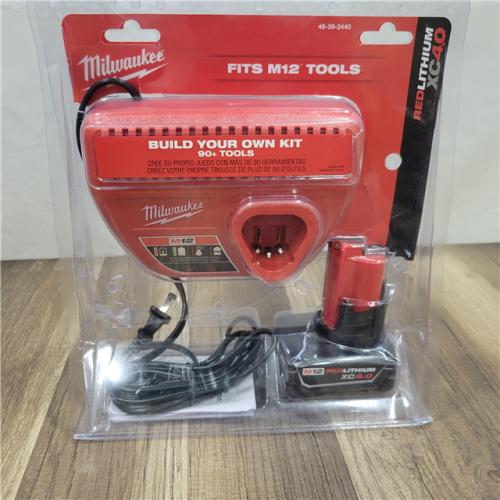 A-IS Milwaukee M12 12-Volt Lithium-Ion XC Battery Pack 4.0 Ah and Charger Starter Kit